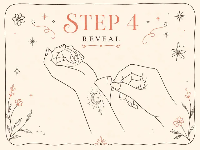 Revealing the temporary tattoo after transfer.